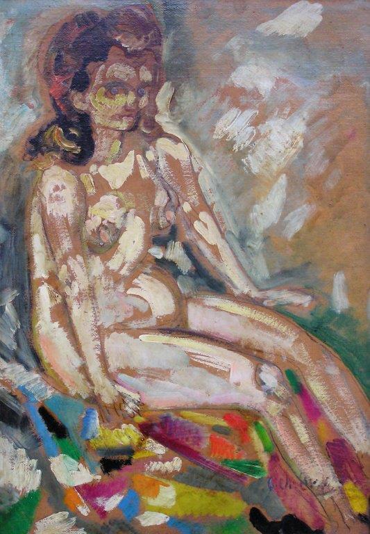 Figura di donna nuda olio su cartone 50X70